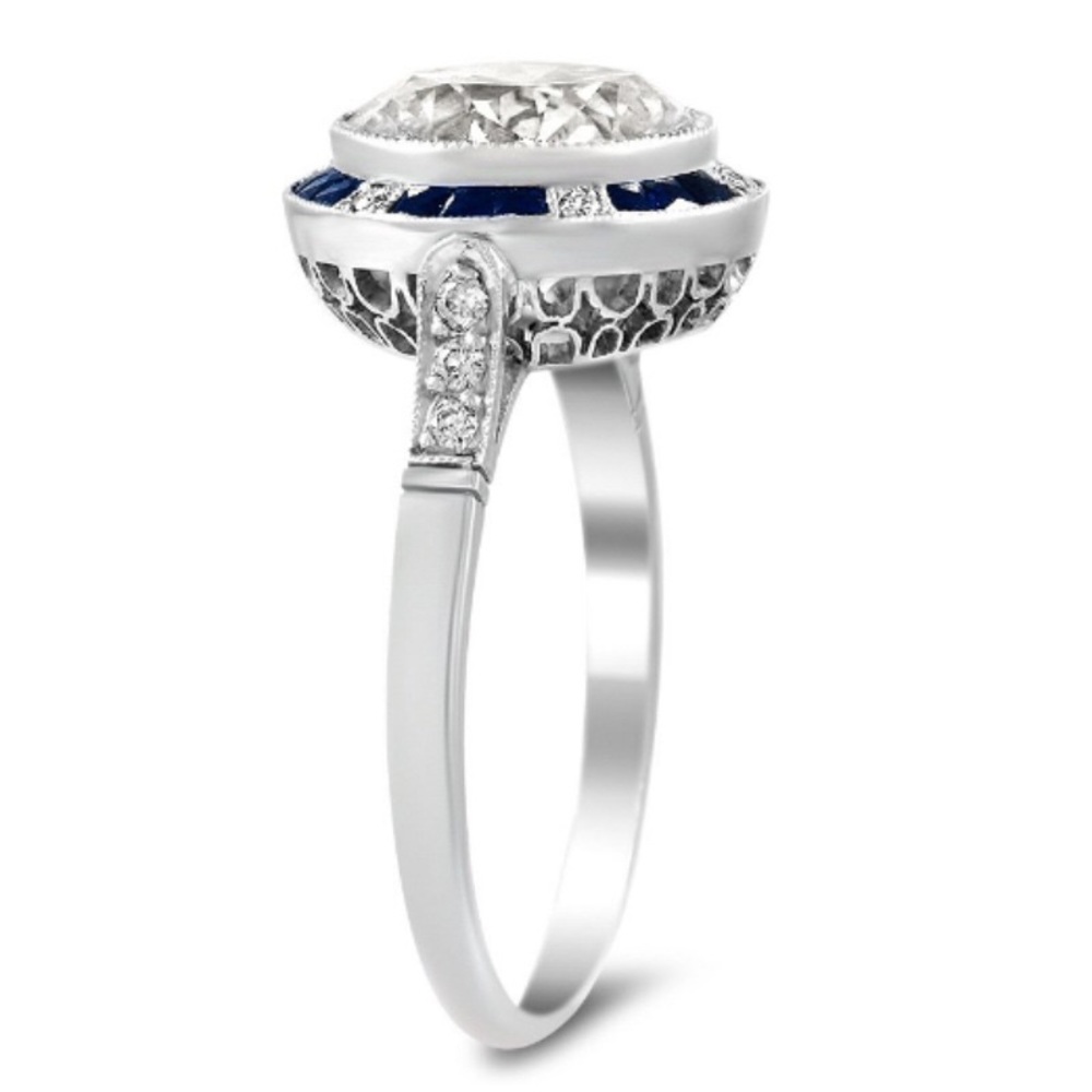 Size 9 ART DECO WHITE TOPAZ SAPPHIRE - Picture 3 of 5